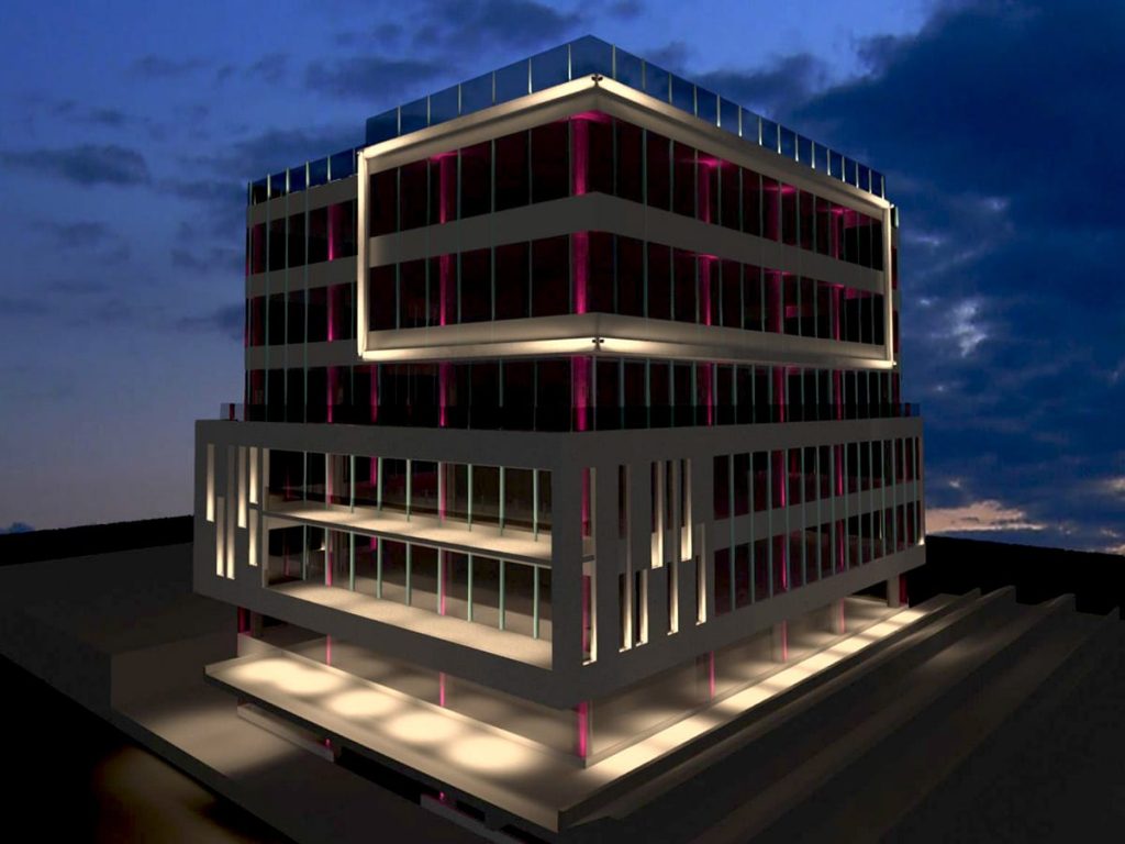 Iluminat de contur fațade - clădire birouri