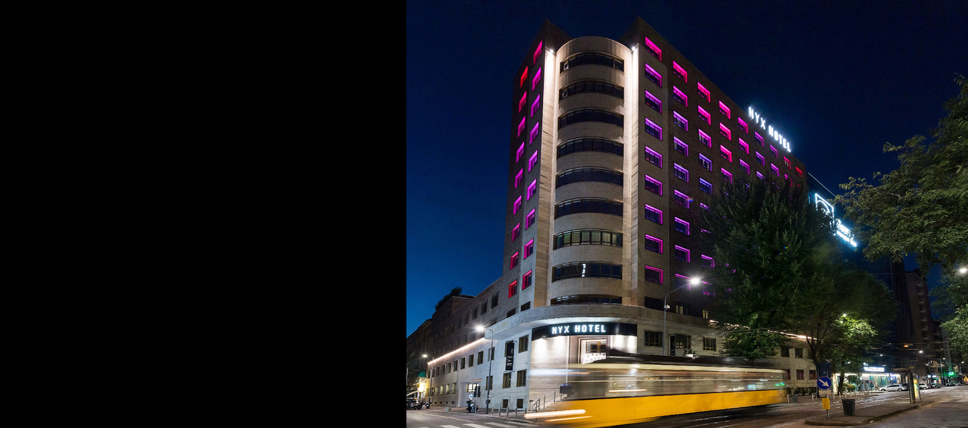 Iluminat arhitectural hotel RGB - proiectoare ferestre Arcada
